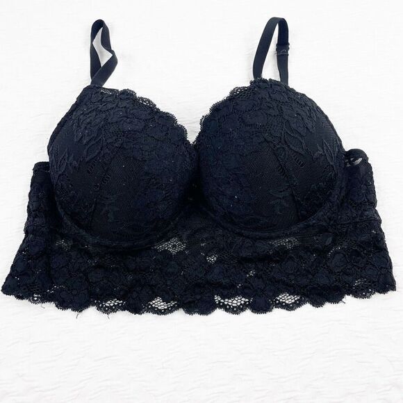 BUY 1 GET 1 FREE H&M 36c black lace longline bra - Picture 3 of 9